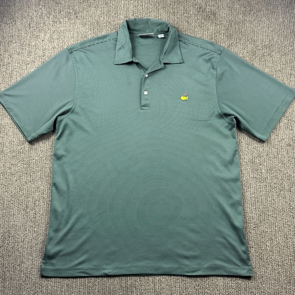 Masters Performance Polo Golf Shirt Mens XL Short Sleeve Green Pinstripe